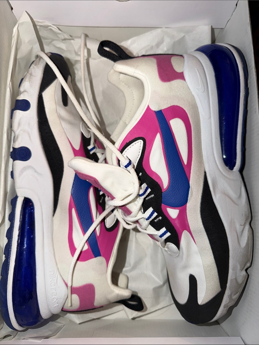 Nike Women’s White Sneakers with Pink and Blue Accents